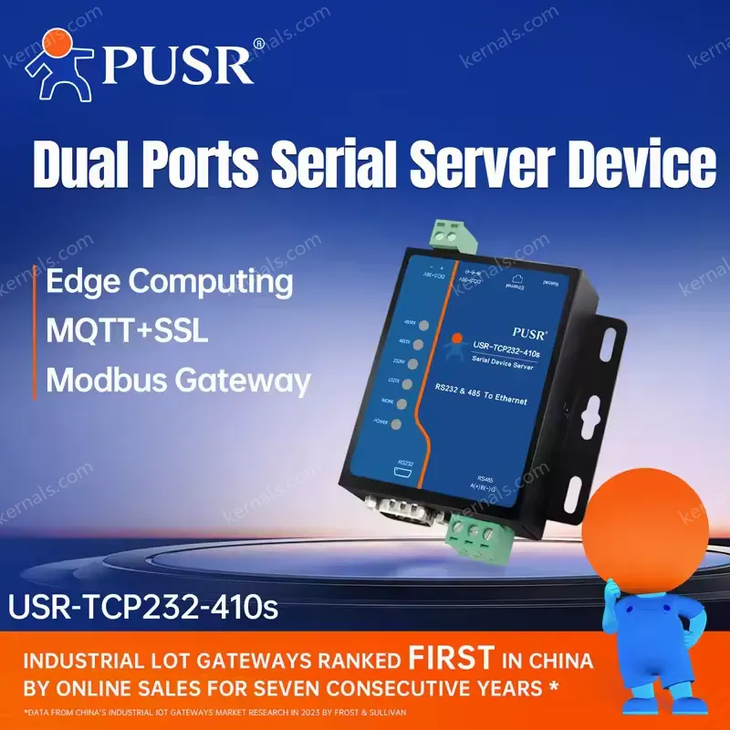 PUSR RS232 RS485 to Ethernet Modbus Gateway MQTT Gateway Edge Computing Modbus RTU USR-TCP232-410S-H7