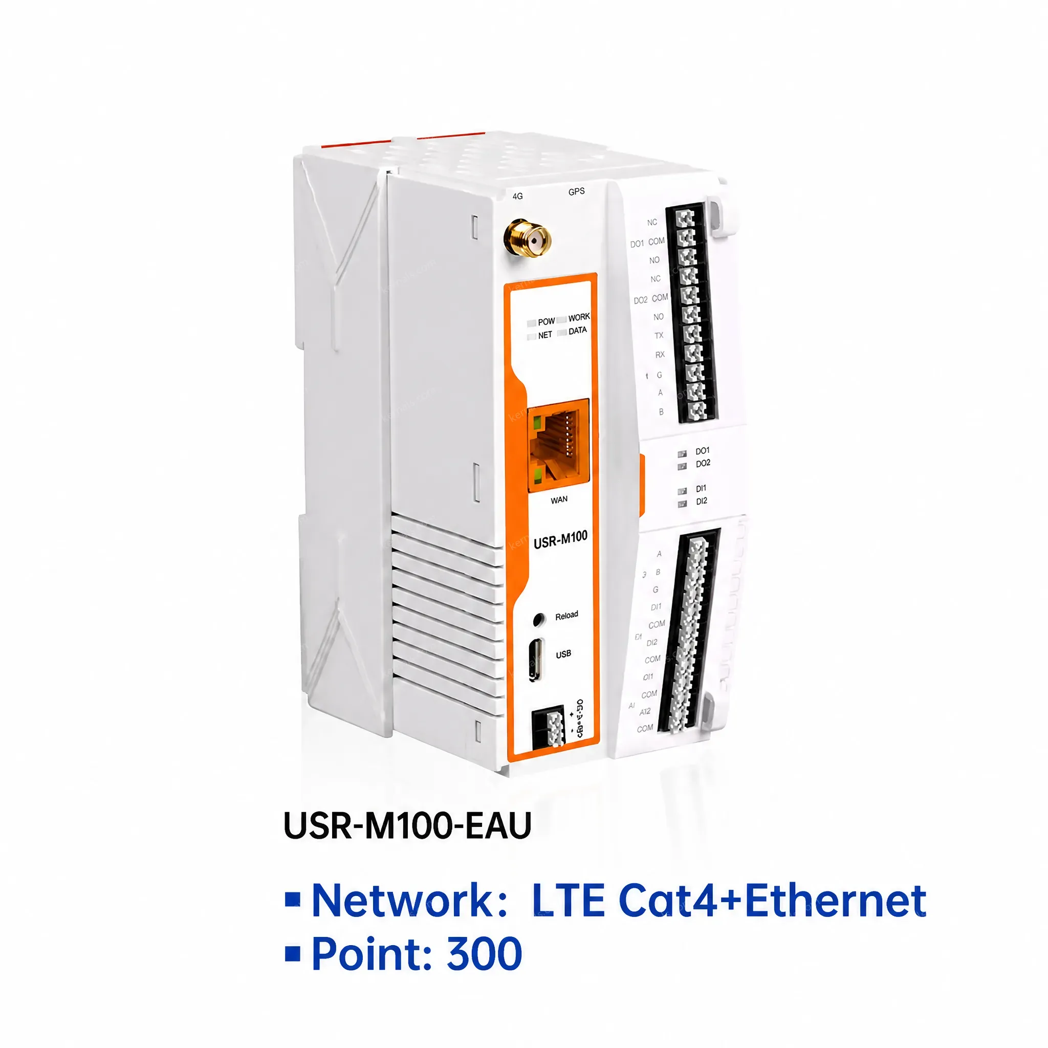 PUSR Remote IoT Gateway 4G/Ethernet Network Piont 300/1000 Edge Computing MQTT Modbus Gateway IO Extender SD Card USR-M100