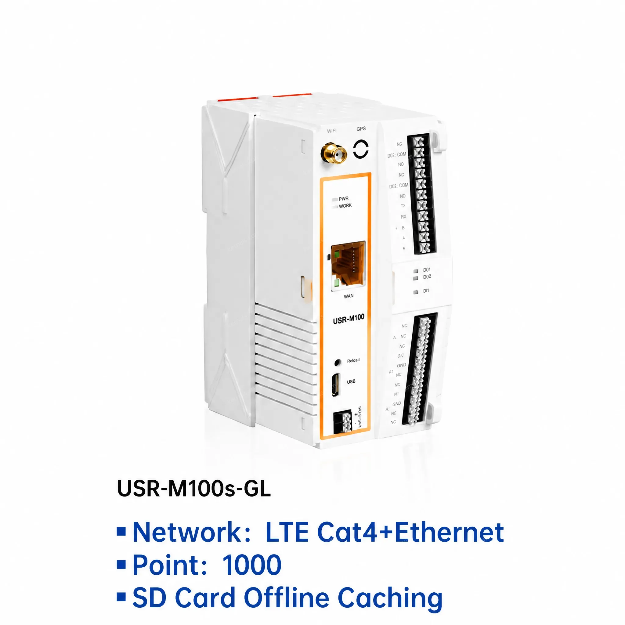 PUSR Remote IoT Gateway 4G/Ethernet Network Piont 300/1000 Edge Computing MQTT Modbus Gateway IO Extender SD Card USR-M100