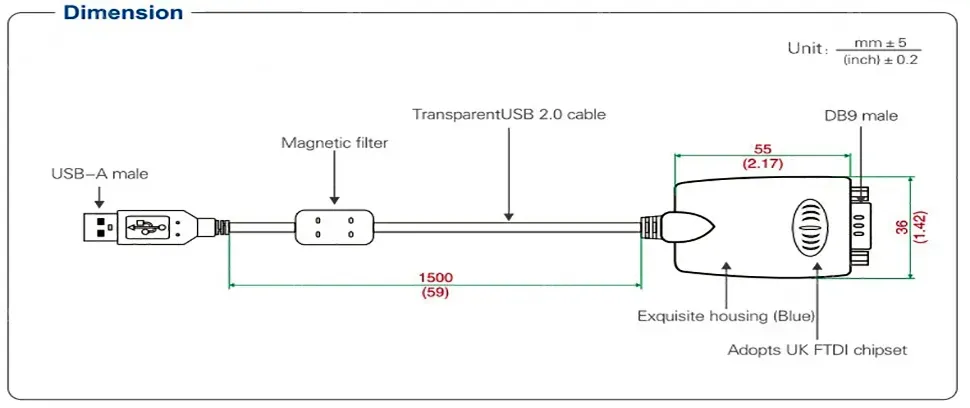 UOTEK 1.5M USB to RS-232 Converter RS232 DB9 USB2.0 Conversion Cable Serial Adapter Connector Line with Imported Chip UT-880