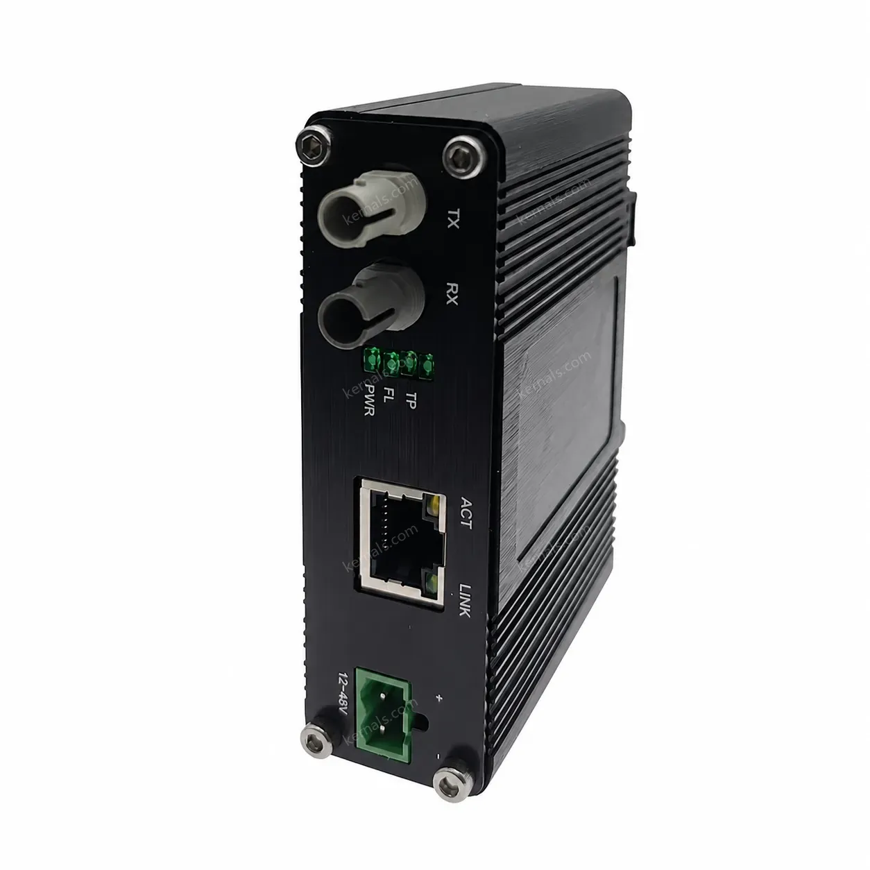 Industrial 10M Ethernet Media Converter 10BASE-T to 10BASE-FL ST, 2km Multi-Mode, 12-48V DC, -40~75°C for Harsh Environment