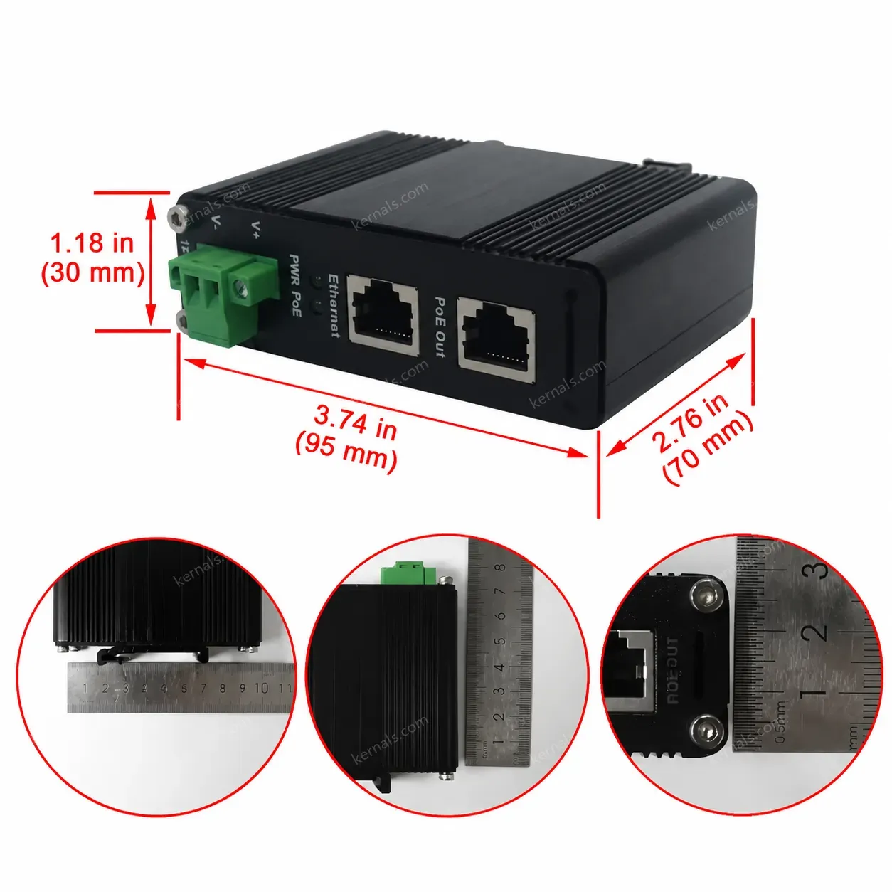 Industrial Hardened Gigabit High Power PoE Injector 12~48V DC Power Input
